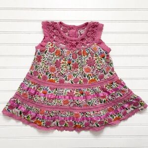 CHEEKY PLUM EUC Tiered Floral Crochet Lace Ribbon Light Weight Dress